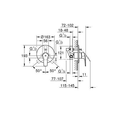 Grohe Eurosmart 3 33305003 Μπαταρία Λουτρού Εντοιχισμού 2 Ροών Πλήρης