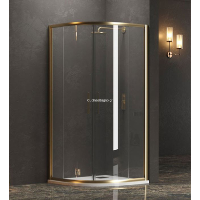 Karag Efe 200 Oro 90x90x190 Cm Καμπίνα Ντουζιέρας Ημικυκλική Προφίλ Χρυσό