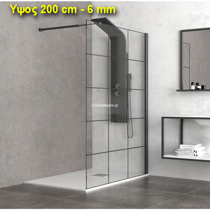 Karag FREE 1 Black 80x200 Σταθερό Κρύσταλλο Ντουζιέρας FRAME
