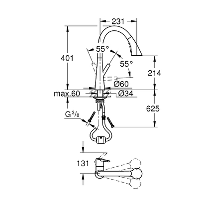 Grohe Zedra 32294002 Μπαταρία Κουζίνας Με Ντους