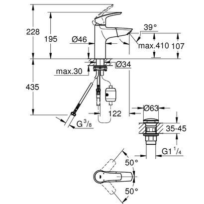 Grohe Eurosmart 3 23976003 Μπαταρία Νιπτήρα Με Αποσπώμενο Ντουζάκι
