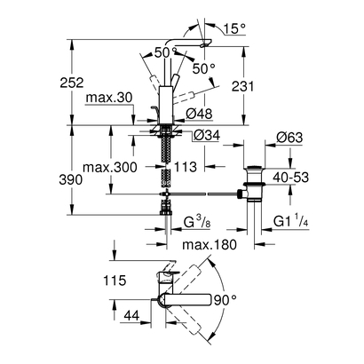Grohe Lineare L-Size 23296001 Μπαταρία Νιπτήρα Ψηλή