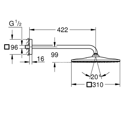 Grohe 26564DL0 Brushed Warm Sunset Σετ Ντους Κεφαλής 422MM Rainshower Mono 310 Cube
