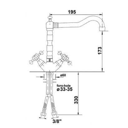 Reitano Antea Χρωμέ Μπαταρία Κουζίνας Ρετρό 110612