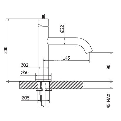Teorema PROGRAME ONE Soft Brass Μπαταρία Νιπτήρα 321004