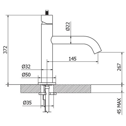 Teorema PROGRAME ONE Soft Brass Μπαταρία Νιπτήρα Επιτραπέζια 321005
