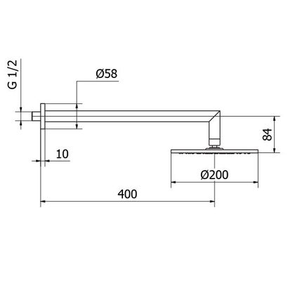 Teorema PROGRAME ONE Black Matt Βραχίονας & Ντους Κεφαλής Ø20cm 631002