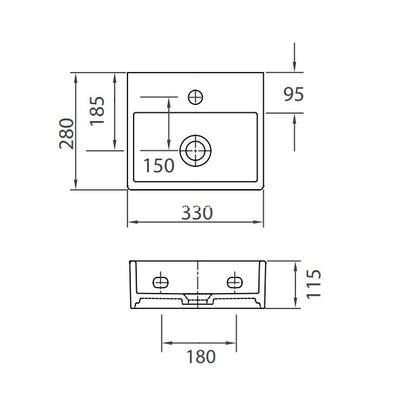 Karag Daphne 53706 Νιπτήρας 33x28 Κρεμαστός