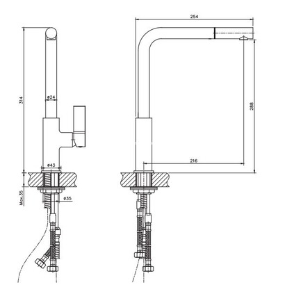 KLS Bella Μπαταρία Κουζίνας Χρωμέ Μαύρο Ντους 699021