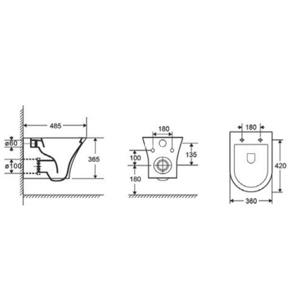 Klp Boka Rimless 48,5cm Λεκάνη Κρεμαστή 4450121