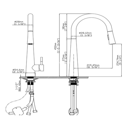 Karag ELISA K149 MATTE BLACK Μπαταρία Κουζίνας Ντους Μαύρη