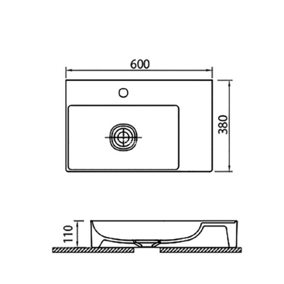Karag Infinity 6160 Νιπτήρας 60x38 Επιτραπέζιος