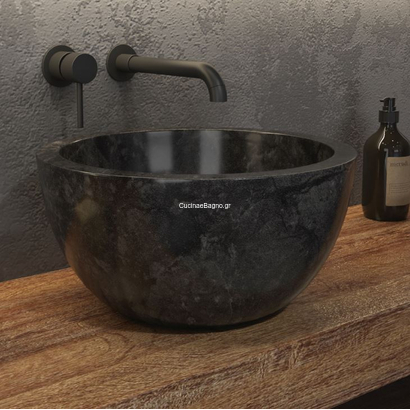 Karag LEYLA SBP NERO Φ40x20 Νιπτήρας Πέτρινος Επιτραπέζιος