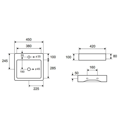 Karag LT 5032 Νιπτήρας 45x42 Κρεμαστός