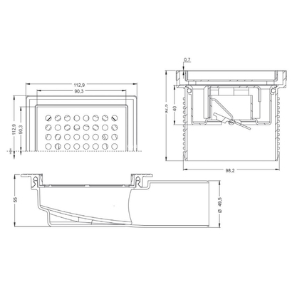 MaxiFlow Line Elit 10x10 Σιφόνι Τετράγωνο Για Πλακάκι 1253205