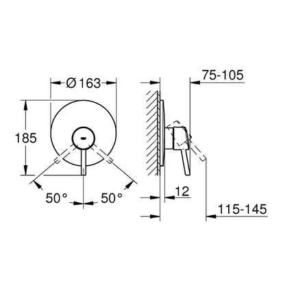 Grohe Concetto 19345001 Εντοιχιζόμενη Εξωτερικό μέρος 1 ροής