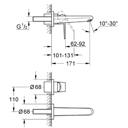 Grohe Eurodisc Cosmopolitan M-Size 19573002 Νιπτήρος Εντοιχιζόμενη Εξωτερικό μέρος