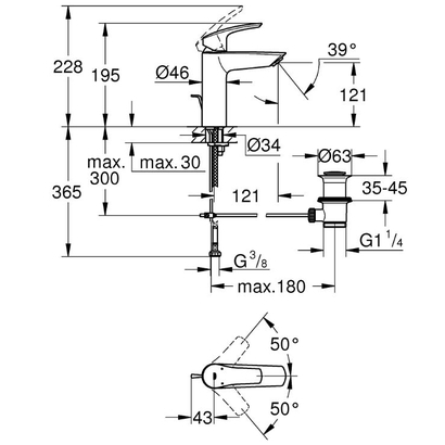Grohe Eurosmart 3 M-Size 23322003 Μπαταρία Νιπτήρα
