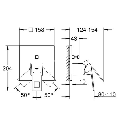 Grohe Eurocube 24062AL0 Brushed Hard Graphite Εξωτερικό Μέρος Μίκτη 2 Ροών