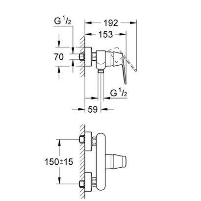 Grohe Eurosmart Cosmopolitan 32837000 Μπαταρία Ντουζιέρας Σώμα