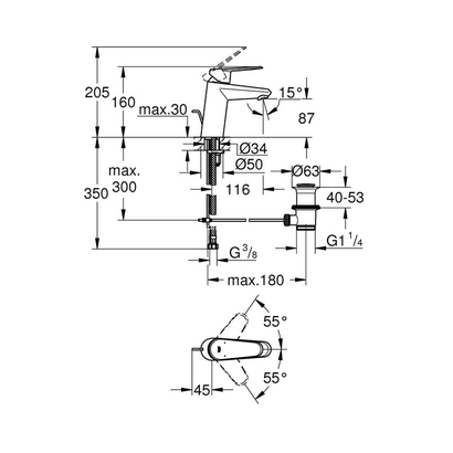 Grohe Eurodisc Cosmopolitan S-Size 3319020E Μπαταρία Νιπτήρα
