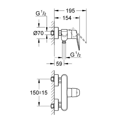 Grohe Eurodisc Cosmopolitan 33569002 Μπαταρία Ντουζιέρας Σώμα