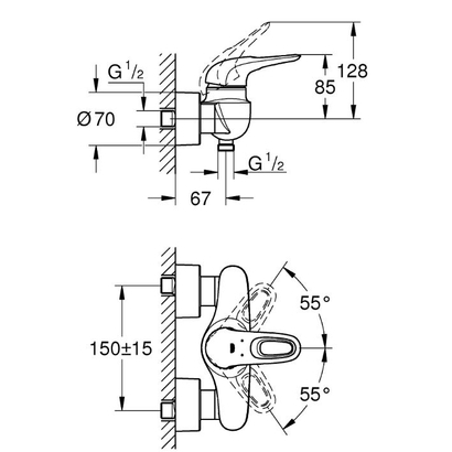 Grohe Eurostyle 33590003 Μπαταρία Ντουζιέρας Σώμα