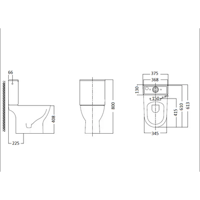 Tema Tonic Rimless 61cm Λεκάνη ΚΣ Με Καζανάκι TON3000TH