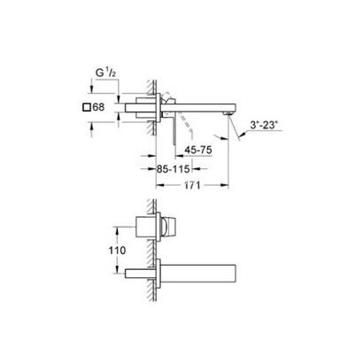 Grohe Eurocube M-Size 19895DC0 Supersteel Νιπτήρος Εντοιχιζόμενη Εξωτερικό Μέρος