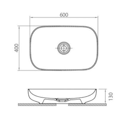Klp LAPINO Premium 60x40 Matt White Νιπτήρας Επιτραπέζιος Μαύρος 286260MW