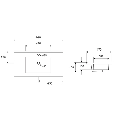 Karag LT 7506 Νιπτήρας 91x47 Επίπλου