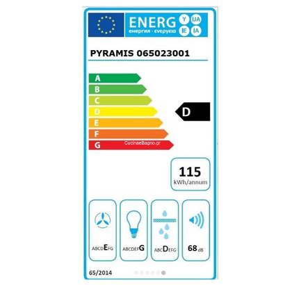 Pyramis Fiero Μαύρος 90cm Απορροφητήρας Καμινάδα 065023001