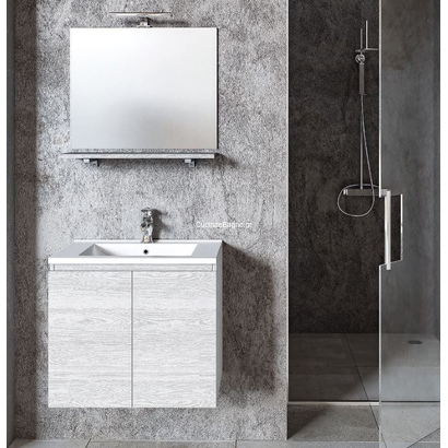 Sanitec Alba A 80x45 Έπιπλο Μπάνιου Κρεμαστό Με Νιπτήρα Και Καθρέφτη