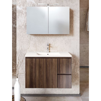 Sanitec Alba C 100x45 Έπιπλο Μπάνιου Κρεμαστό Με Νιπτήρα Και Καθρέφτη