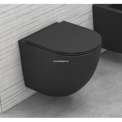 Karag MILOS BLACK MATT Rimeless Λεκάνη Κρεμαστή 49cm LT 046E-NRMB