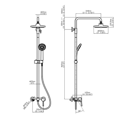 Karag Artemis SO551B ORO Μπαταρία Λουτρού Σταθερού Ντους Χρυσό