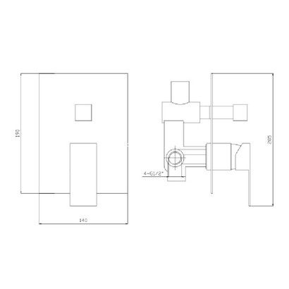KARAG Delos E02FCQ382-1 Μίκτης Εντοιχισμού Ντουζιέρας 4 Δρόμων