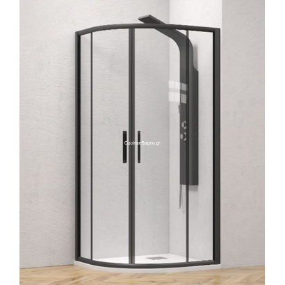 Karag Flora 200 Nero Καμπίνα 90x90x190 Ντουζιέρας Ημικυκλική Προφίλ Μαύρο