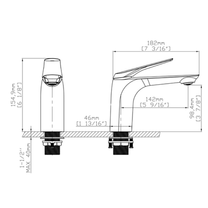 Karag Lea B05001 Gun Metal Μπαταρία Νιπτήρος Μαύρη