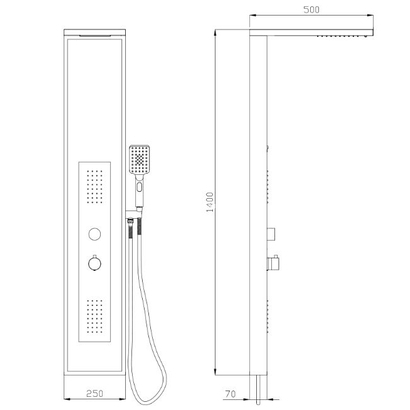 Karag NIOS S9237-4 Στήλη Υδρομασάζ Μαύρη AISI 304