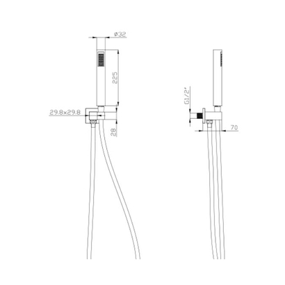 KARAG Σετ Εντοιχισμού Ντους Χειρός-Στήριγμα Παροχή-Σπιράλ Delos Chrome H3D/HSH064/P458