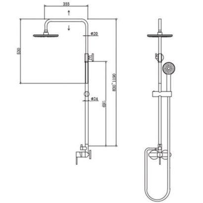 Karag Στήλη Ντουζιέρας Μαύρη Με Μπαταρία Artemis CF031M Nero