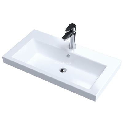 Sanitec LIDO 55x35 Νιπτήρας Επίπλου Επικαθήμενος Τεχνογρανίτης