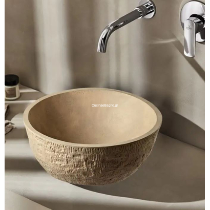 PIETRA PIE040B Νιπτήρας Πέτρινος Επιτραπέζιος Φ40cm Beige TEMA