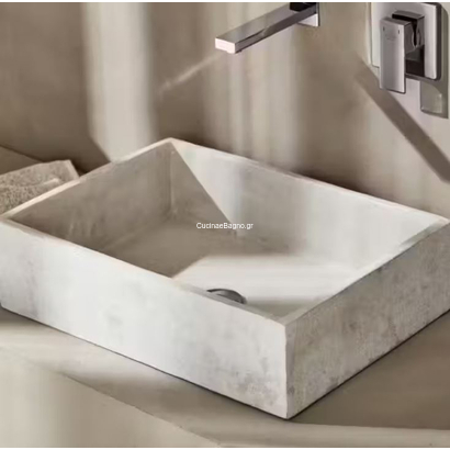 ROCK ROC052W Νιπτήρας Πέτρινος Επιτραπέζιος 52x38 White TEMA