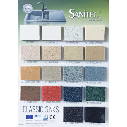 Sanitec 317 Modern 90x50 Νεροχύτης Γρανίτης Χρωματολόγιο