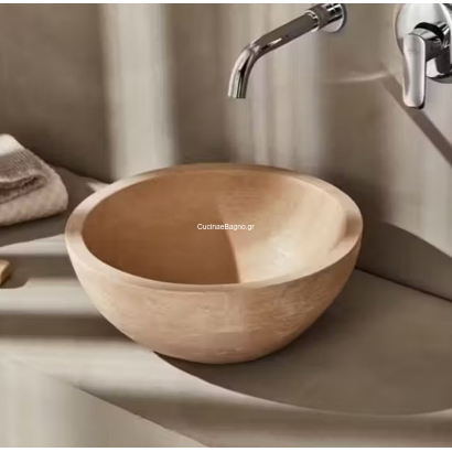 STONE STO040B Νιπτήρας Πέτρινος Επιτραπέζιος Φ40cm Beige TEMA