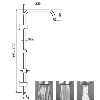 Roma Rain Tondo Στήλη Ντουζιέρας Με Μπαταρία Χρωμέ TEMA