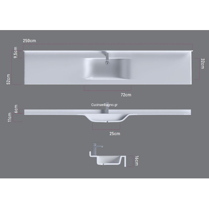 Sanitec Xenia 121-150 cm Έπιπλο Μπάνιου Κρεμαστό Με Νιπτήρα