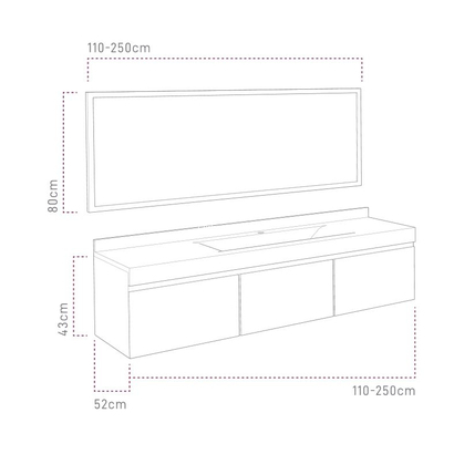 Sanitec Xenia 110-120 cm Έπιπλο Μπάνιου Κρεμαστό Με Νιπτήρα